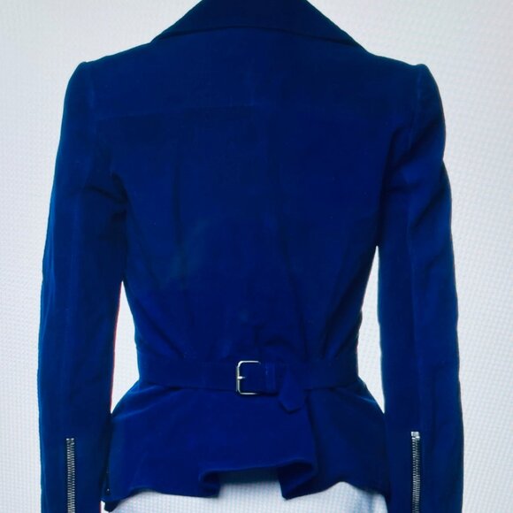 ALEXANDER MCQUEEN COBALT NUBUCK LEATHER MOTO JACKET - SIZE 40 IT - PRISTINE - Picture 3 of 13
